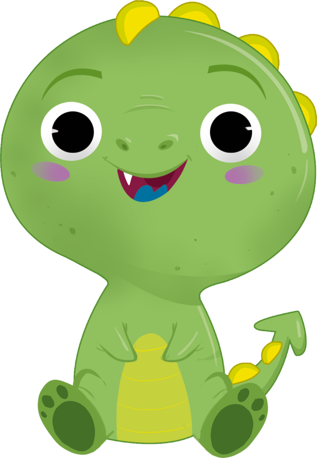 Laura's friendly green dino mascot