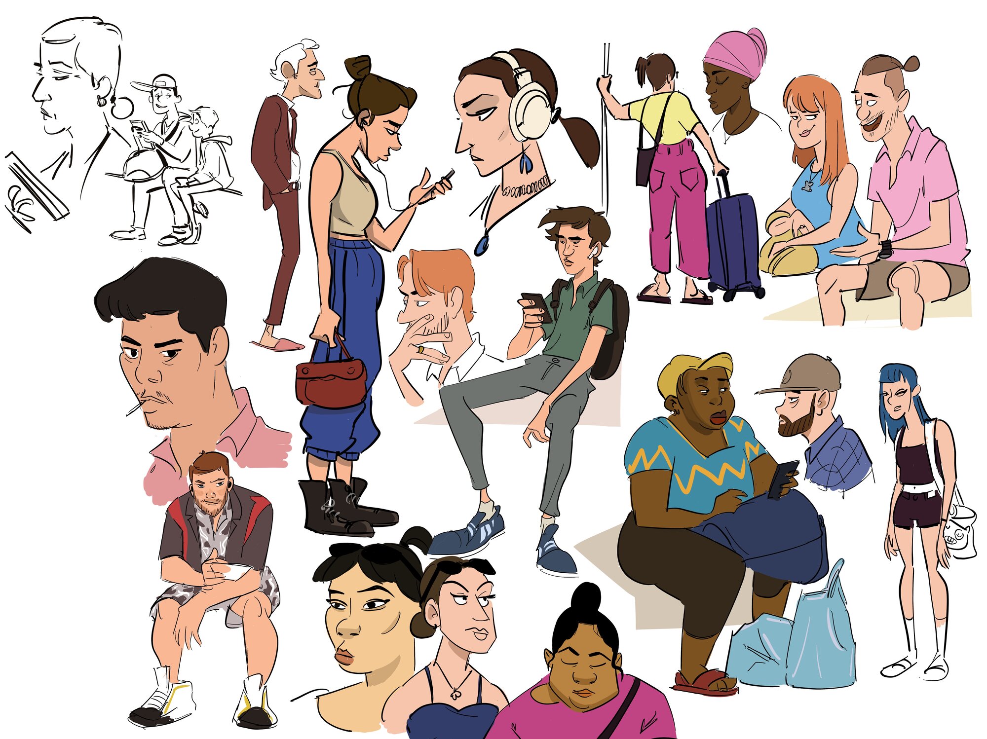 Commuters — colour character studies
